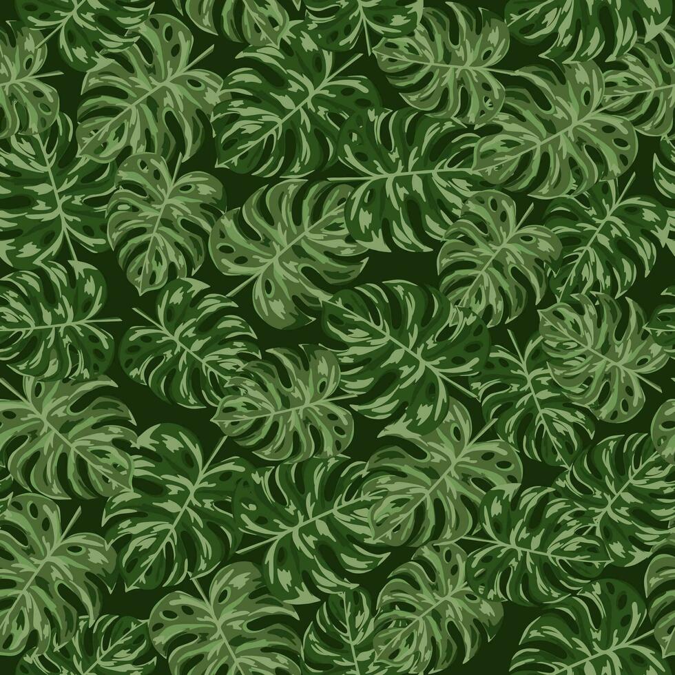 sin costura camuflaje tropical modelo con tropical plantas. exótico camuflaje antecedentes con monstera hojas. vector