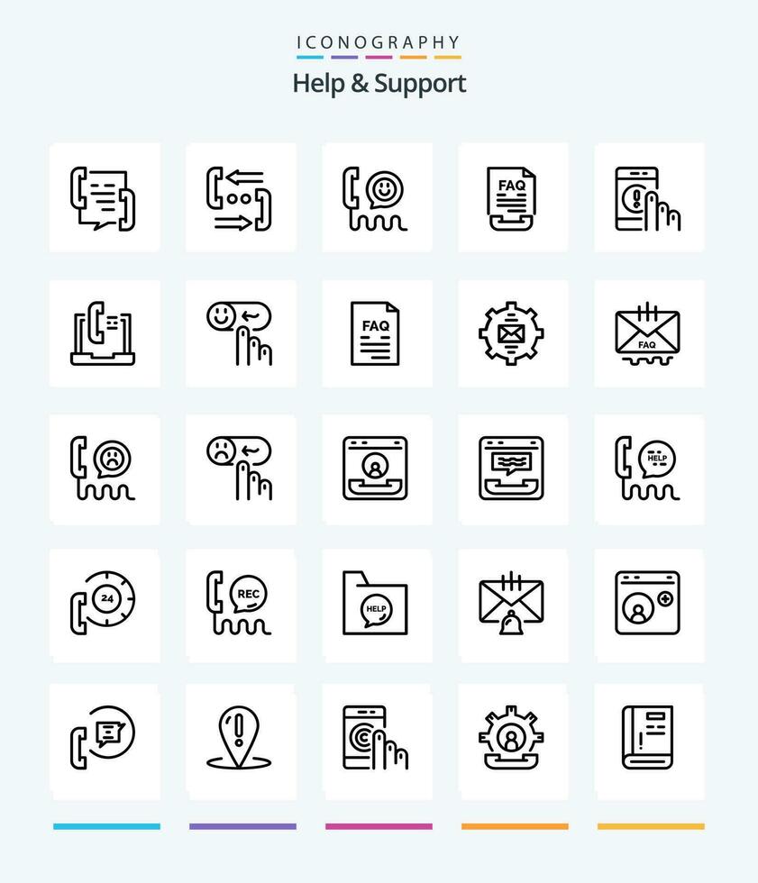 Creative Help And Support 25 OutLine icon pack  Such As help. communication. help. phone. contact vector