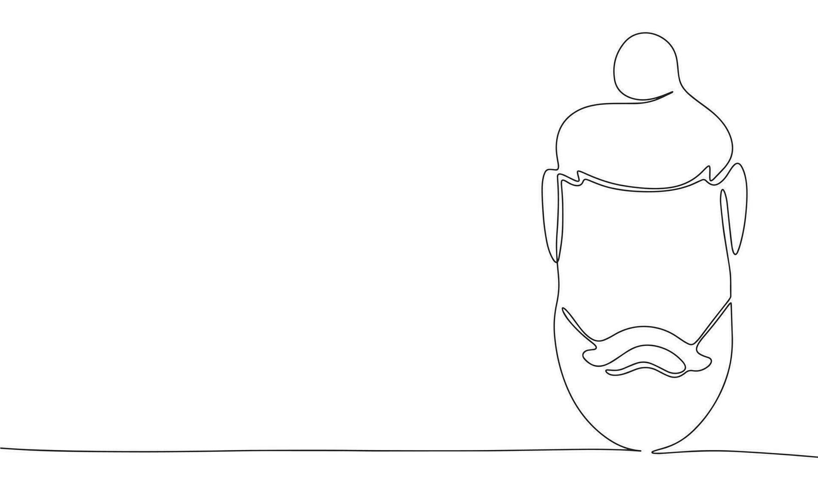 Abstract face man with beard one line continuous vector illustraiton. Concept barber shop banner. Line art, outline silhouette