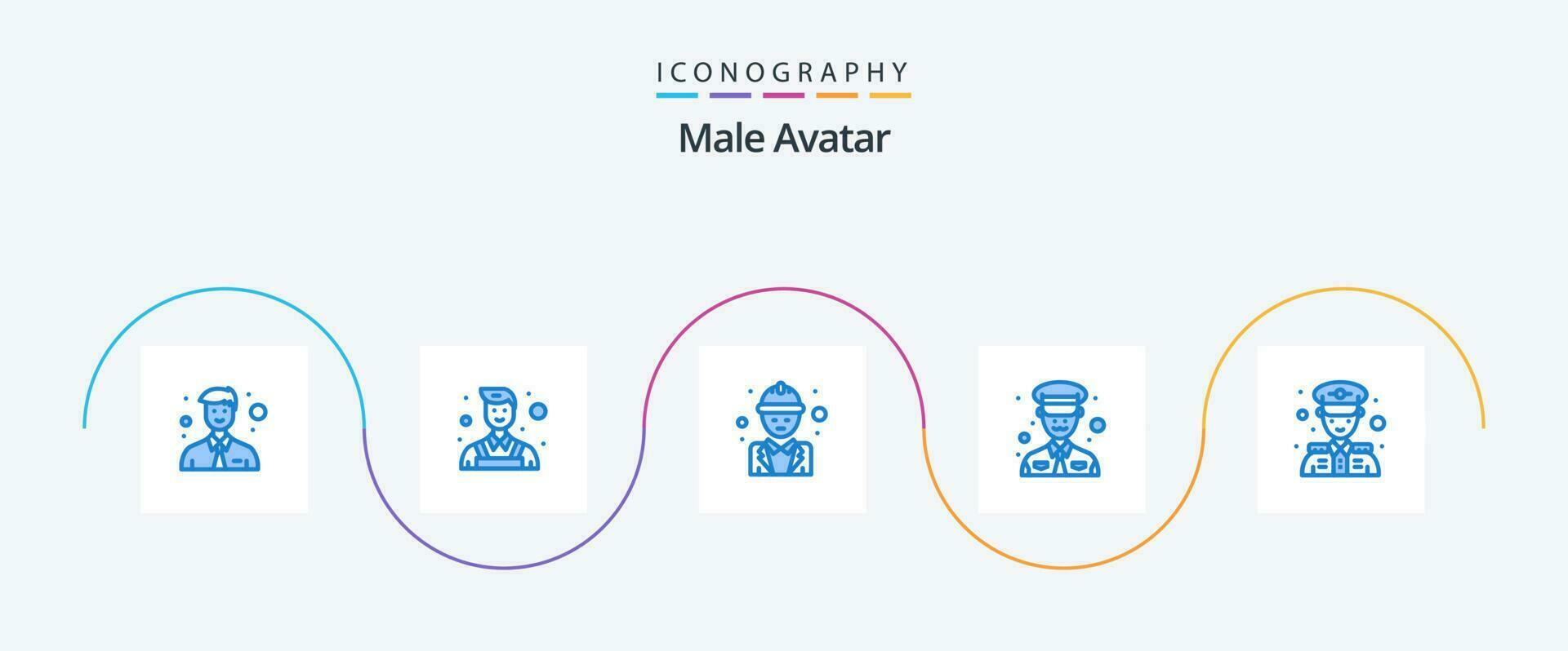 masculino avatar azul 5 5 icono paquete incluso . hombre. mano de obra. policía. militar vector