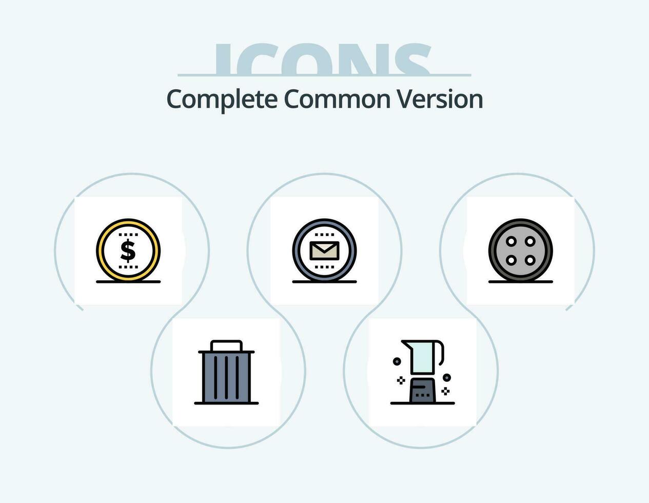 Complete Common Version Line Filled Icon Pack 5 Icon Design. marketing. decision. accessories. compare. shirt button vector