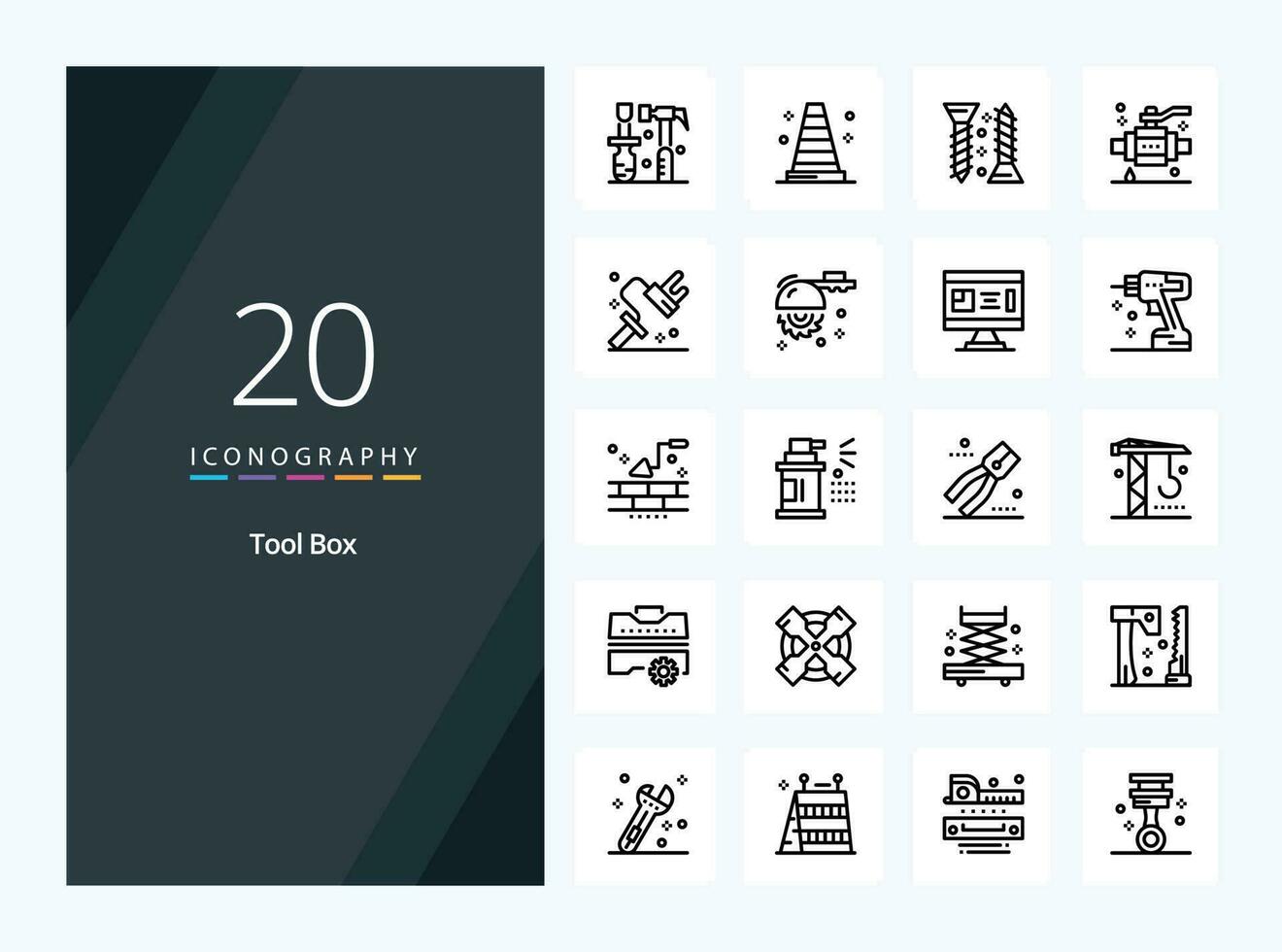 20 Tools Outline icon for presentation vector
