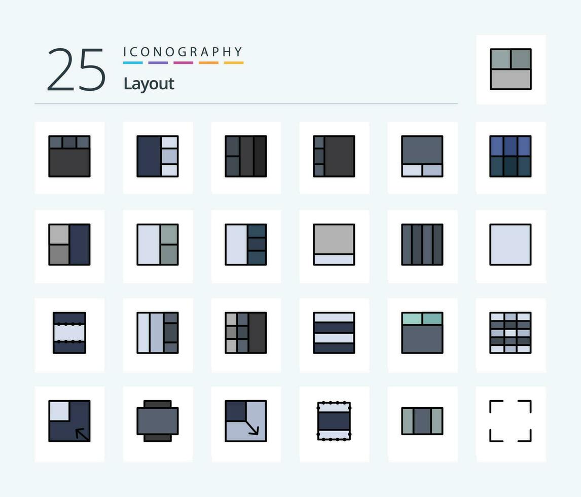 Layout 25 Line Filled icon pack including maximize. view. layout. layout. rotate vector
