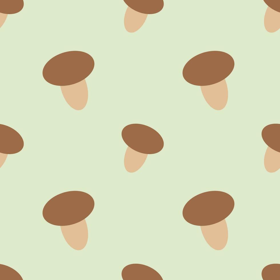 Autumn seamless pattern, mushrooms on a green background, vector. vector