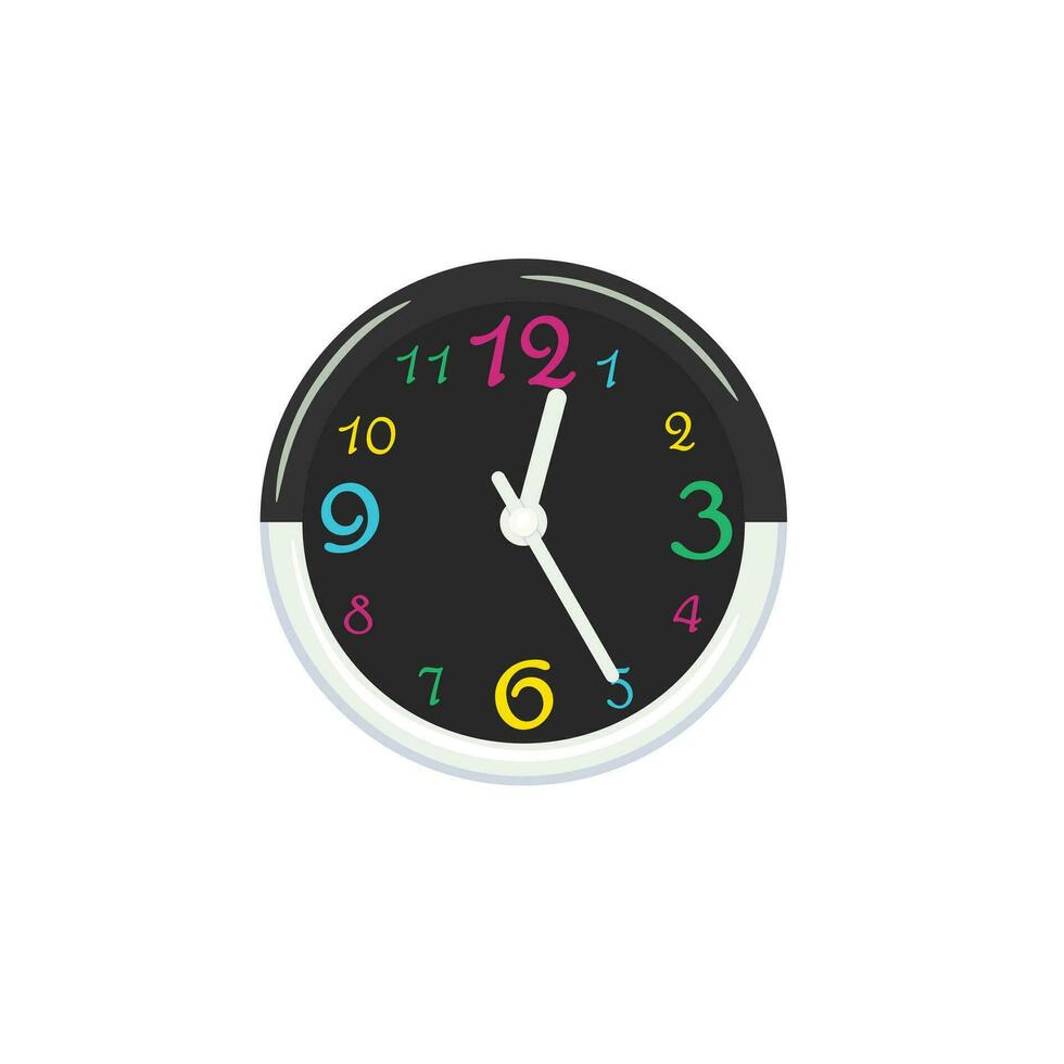 Clock flat color vector isolated on white background. School supply illustration. Element for Back to school, office concept.