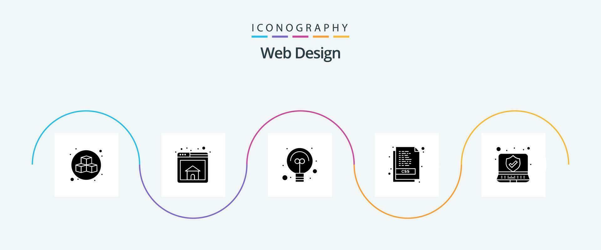 Web Design Glyph 5 Icon Pack Including . web. security. computer vector