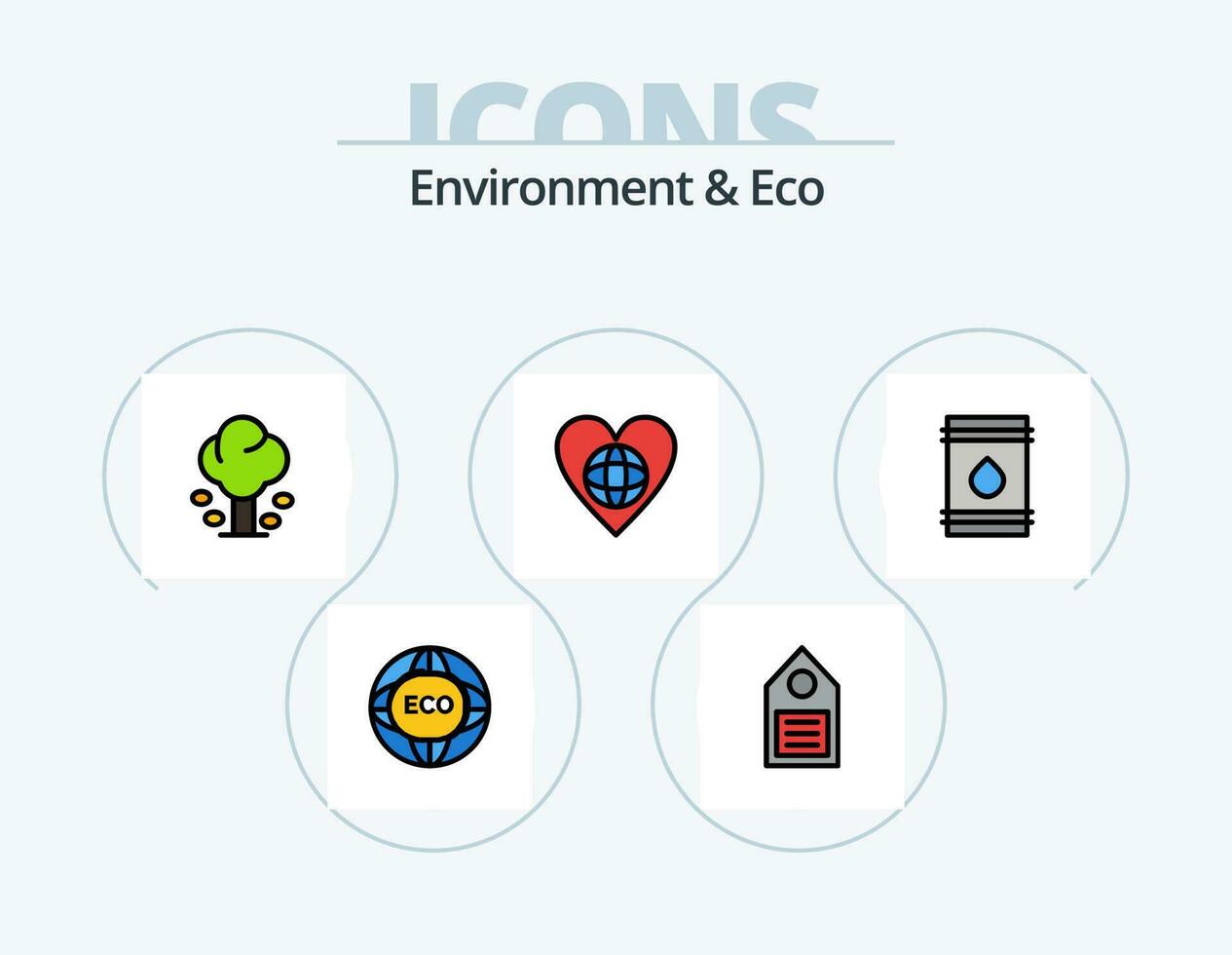 Environment And Eco Line Filled Icon Pack 5 Icon Design. summer. forest. tree. environment. heart vector