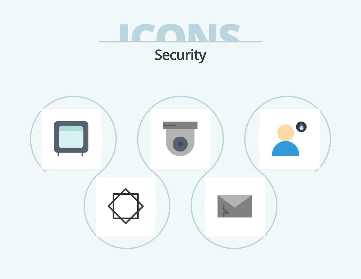 Security Flat Icon Pack 5 Icon Design. account. dome. spam. camera. money vector