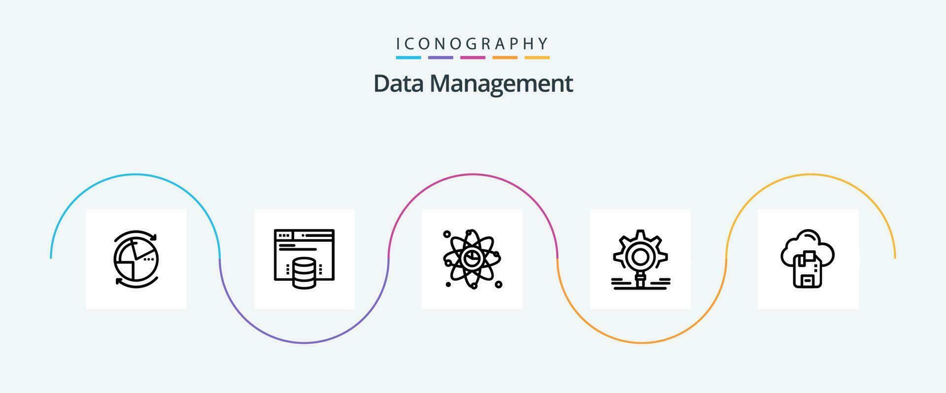 Data Management Line 5 Icon Pack Including . link . internet hosting . graph . atom vector