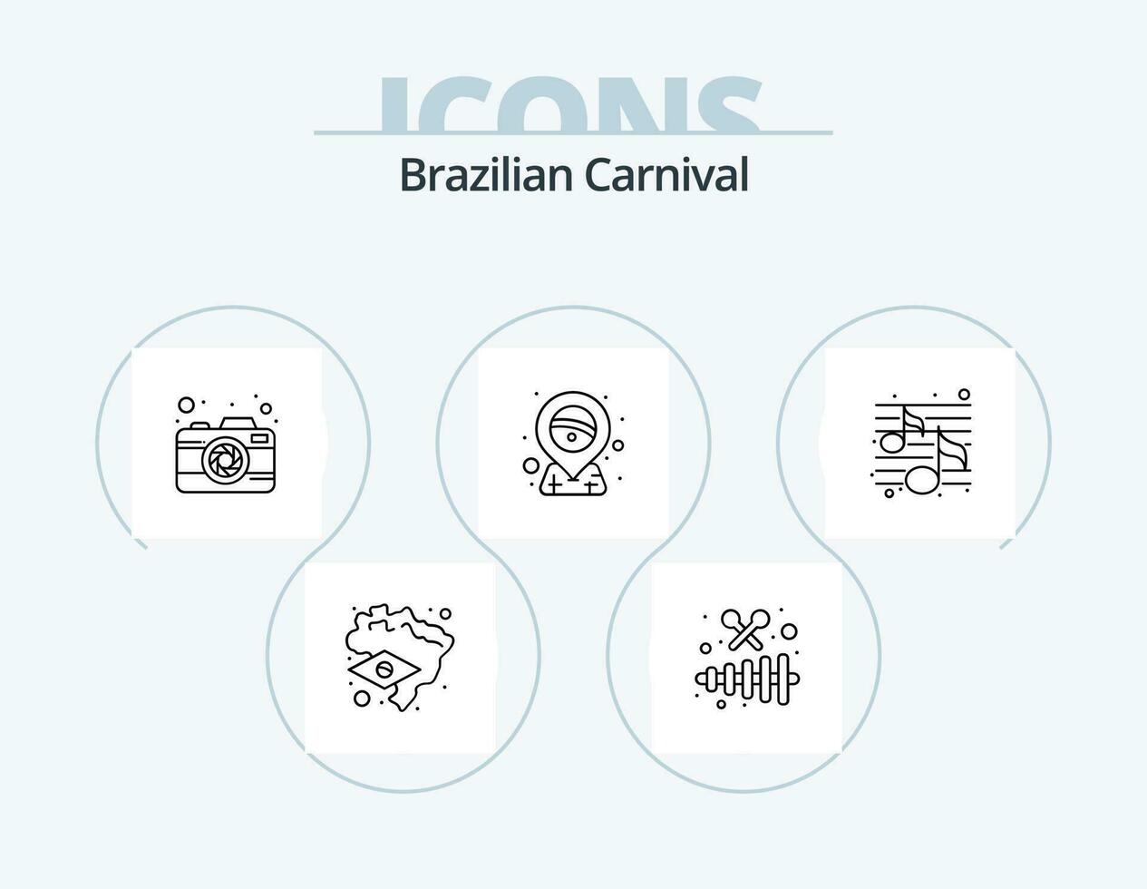 Brazilian Carnival Line Icon Pack 5 Icon Design. maracas. decoration. banner. carnival. balloons vector