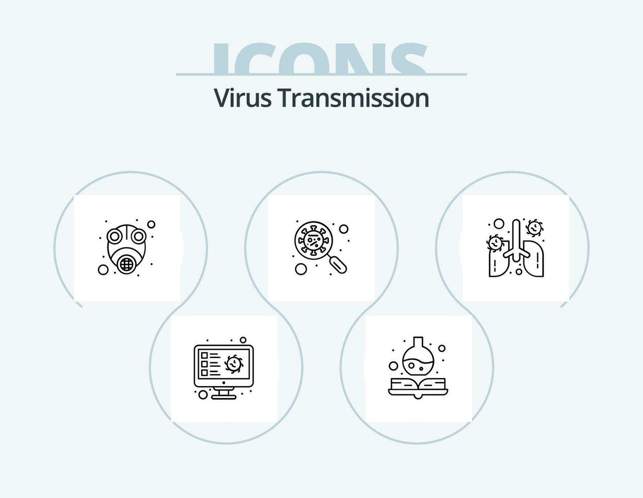 Virus Transmission Line Icon Pack 5 Icon Design. safety. virus. virus. scan. computer vector