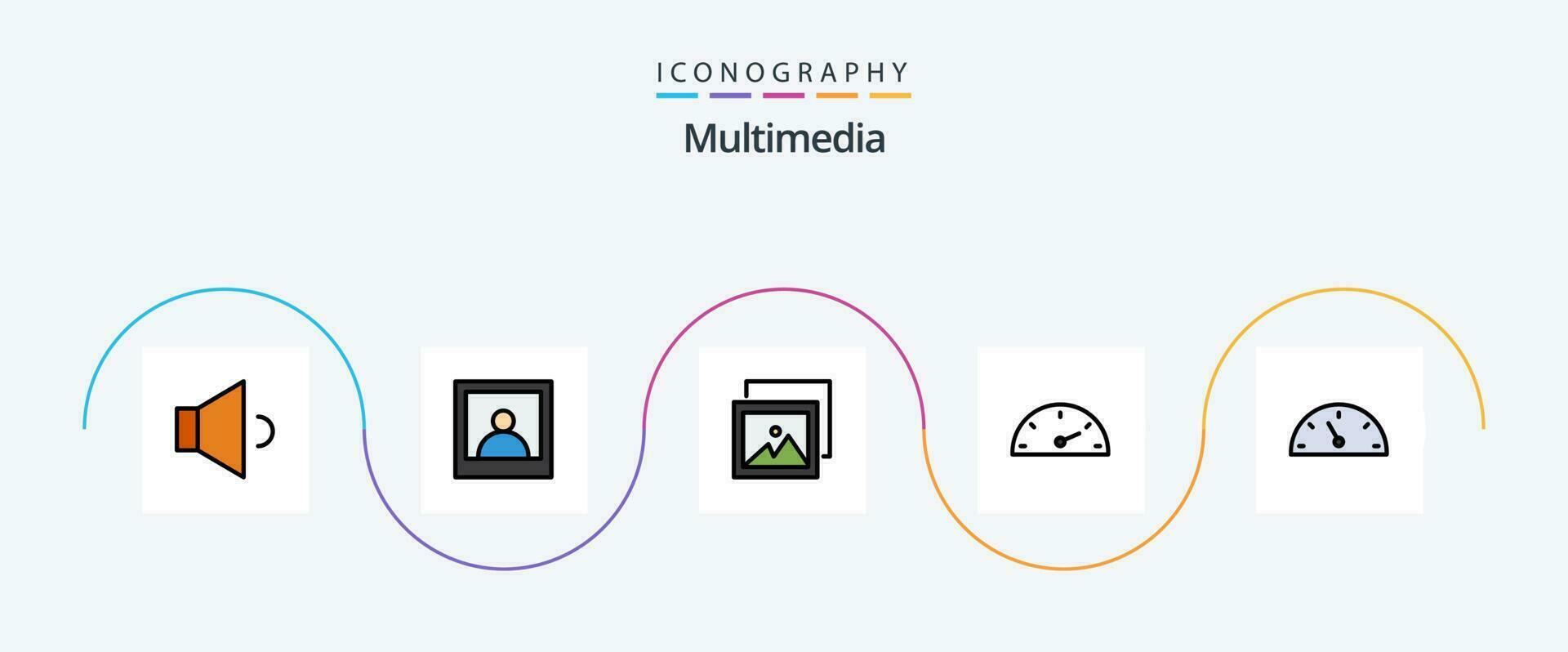 multimedia línea lleno plano 5 5 icono paquete incluso . indicador. actuación vector