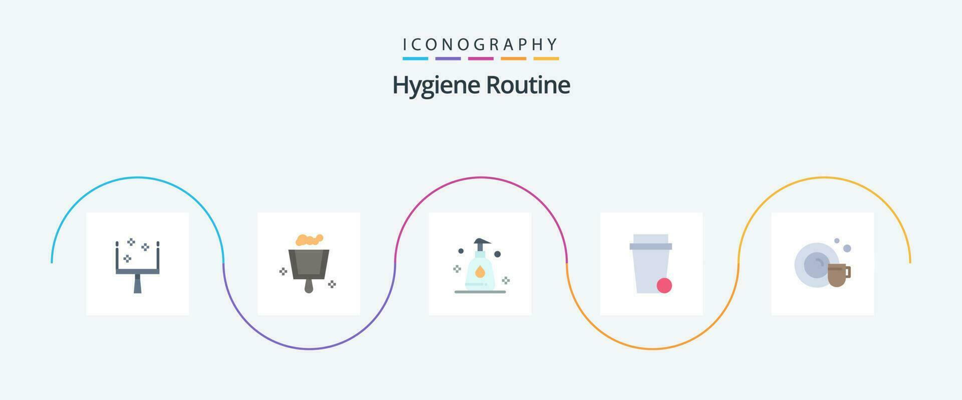 Hygiene Routine Flat 5 Icon Pack Including . cleaning. vector