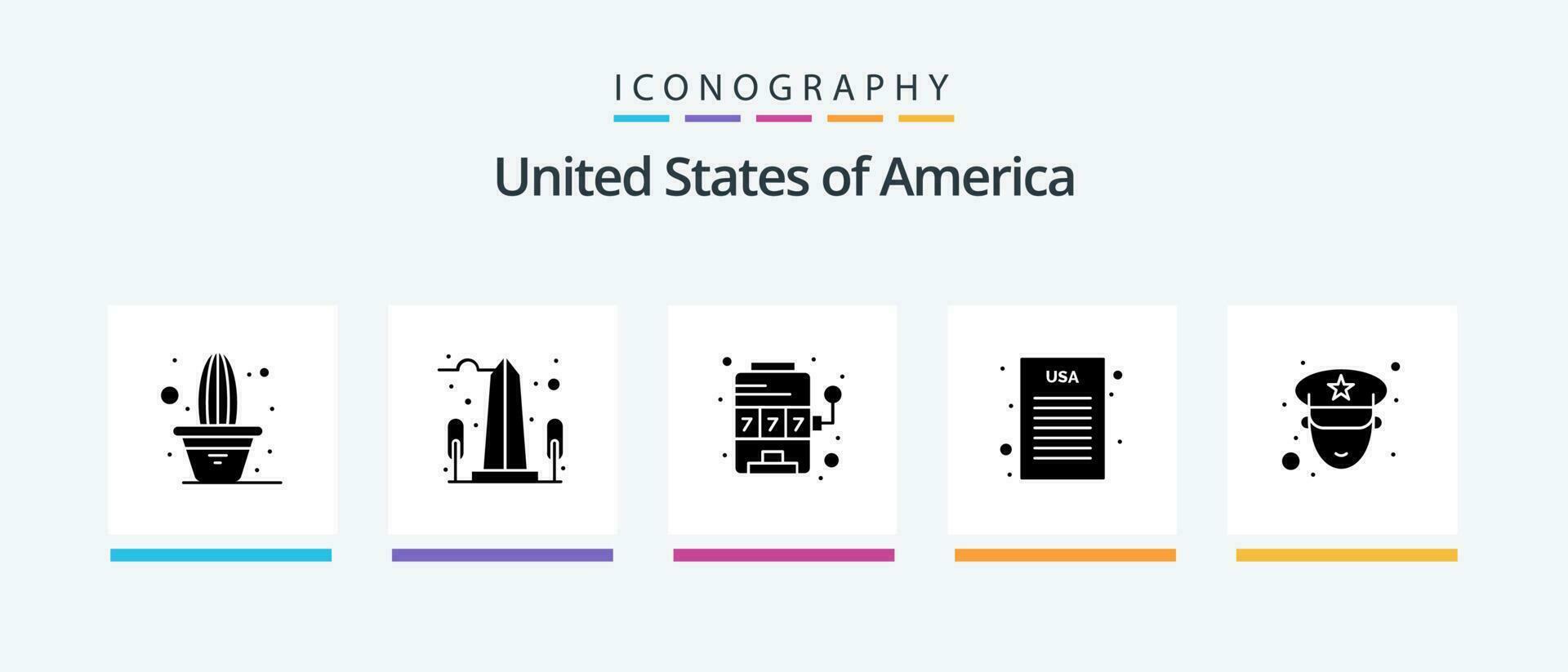 Estados Unidos glifo 5 5 icono paquete incluso oficial. democrático. Washington. declaración de independencia. juego. creativo íconos diseño vector