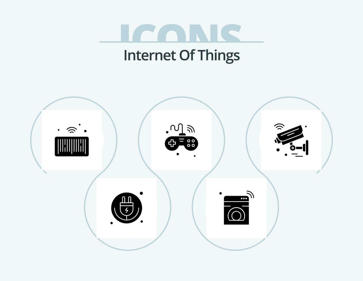 Internet Of Things Glyph Icon Pack 5 Icon Design. things. internet. washing. games. iot vector