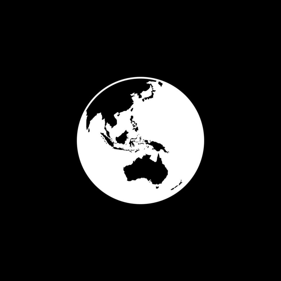 World Map on Globe Silhouette  for for Icon, Symbol, App, Website, Pictogram, Logo Type, Art Illustration or Graphic Design Element. Vector Illustration