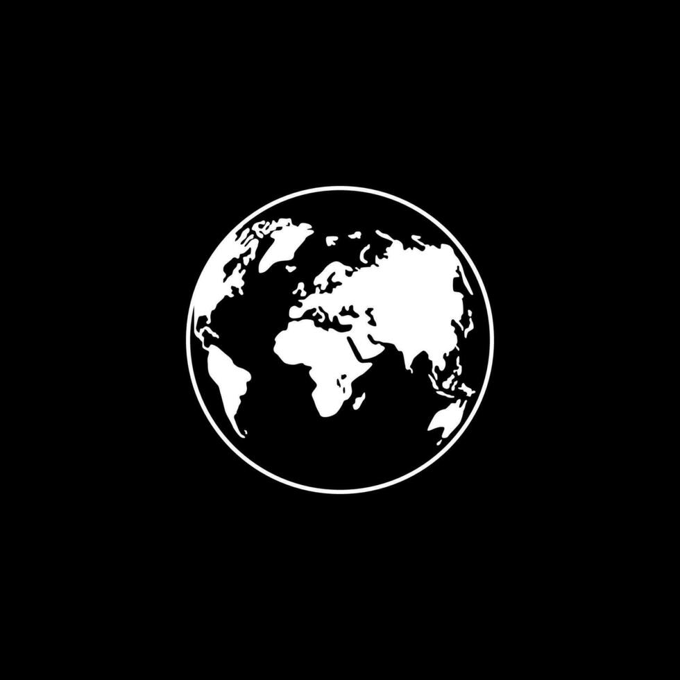 World Map on Globe Silhouette for for Icon, Symbol, App, Website ...