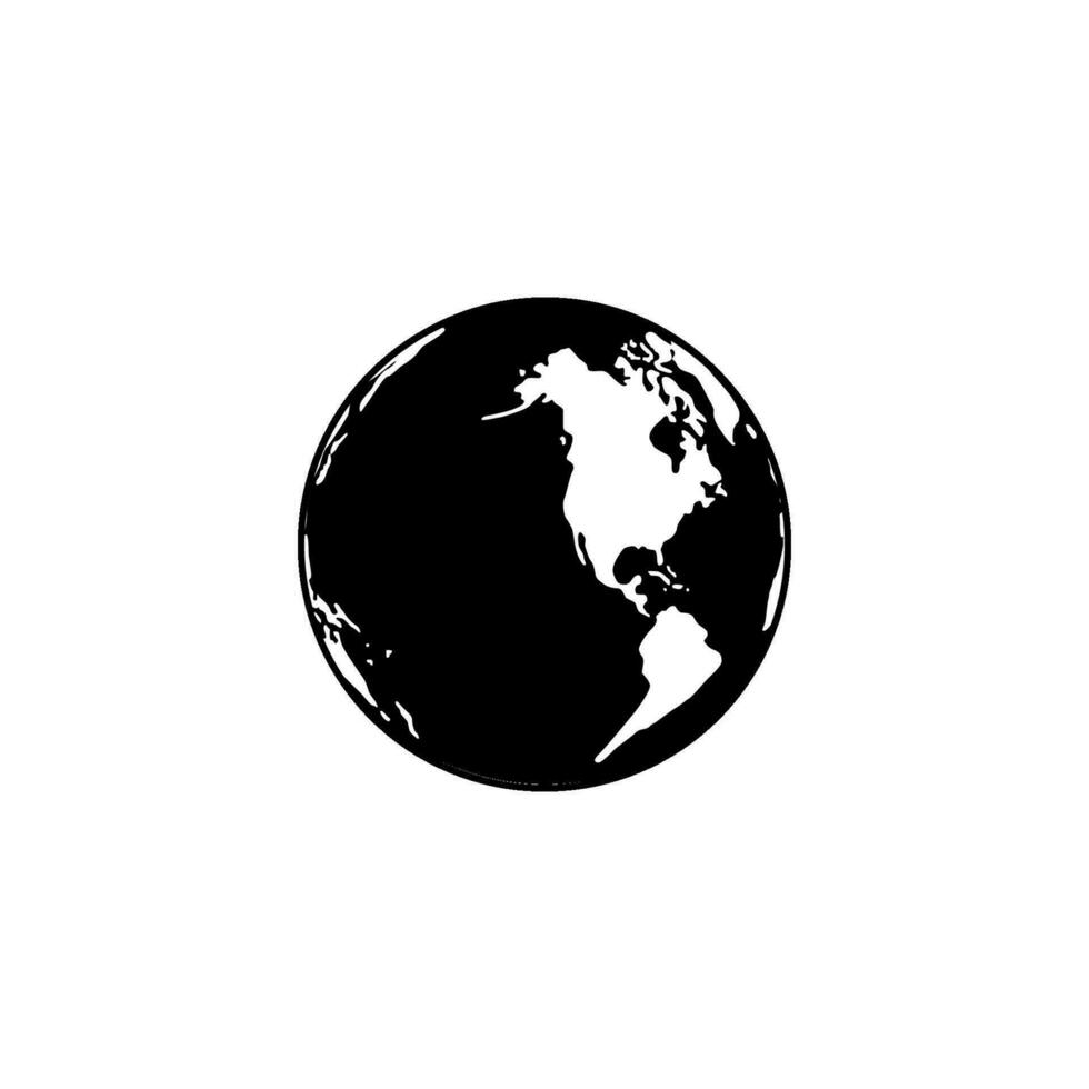 World Map on Globe Silhouette  for for Icon, Symbol, App, Website, Pictogram, Logo Type, Art Illustration or Graphic Design Element. Vector Illustration