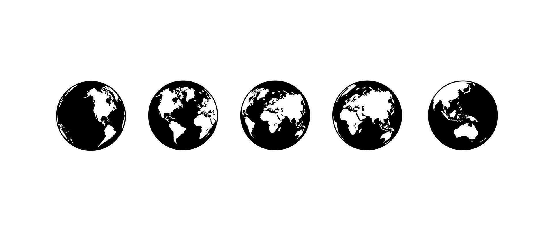 World Map on Globe Silhouette  for for Icon, Symbol, App, Website, Pictogram, Logo Type, Art Illustration or Graphic Design Element. Vector Illustration