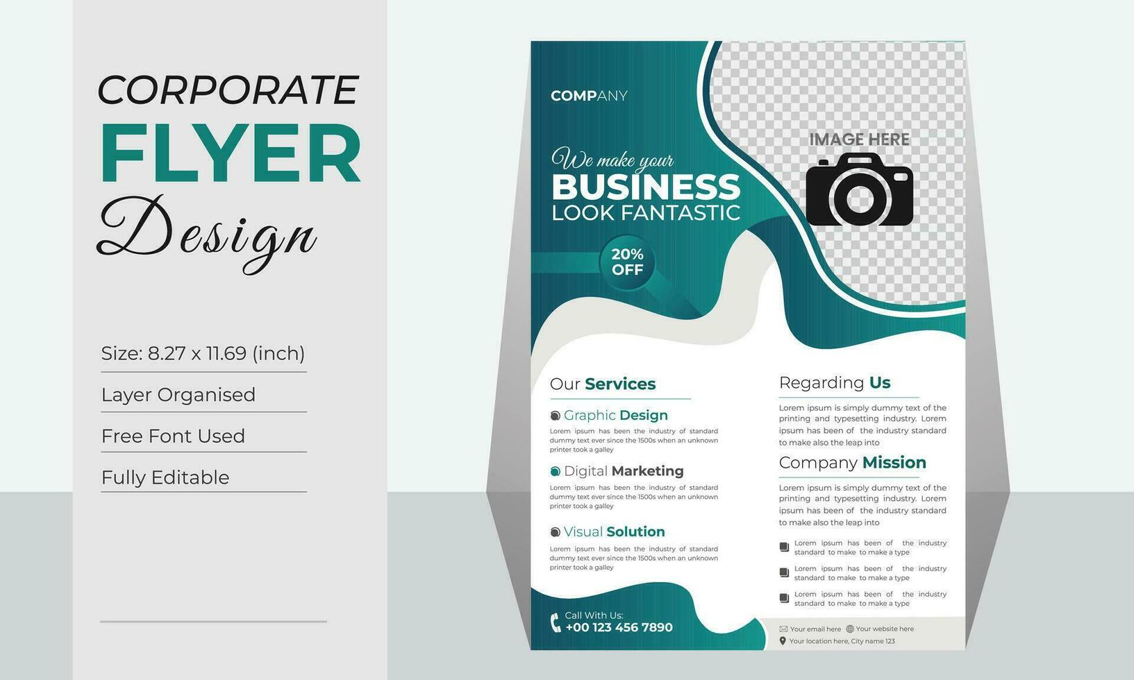Minimal corporate business flyer design template free vector
