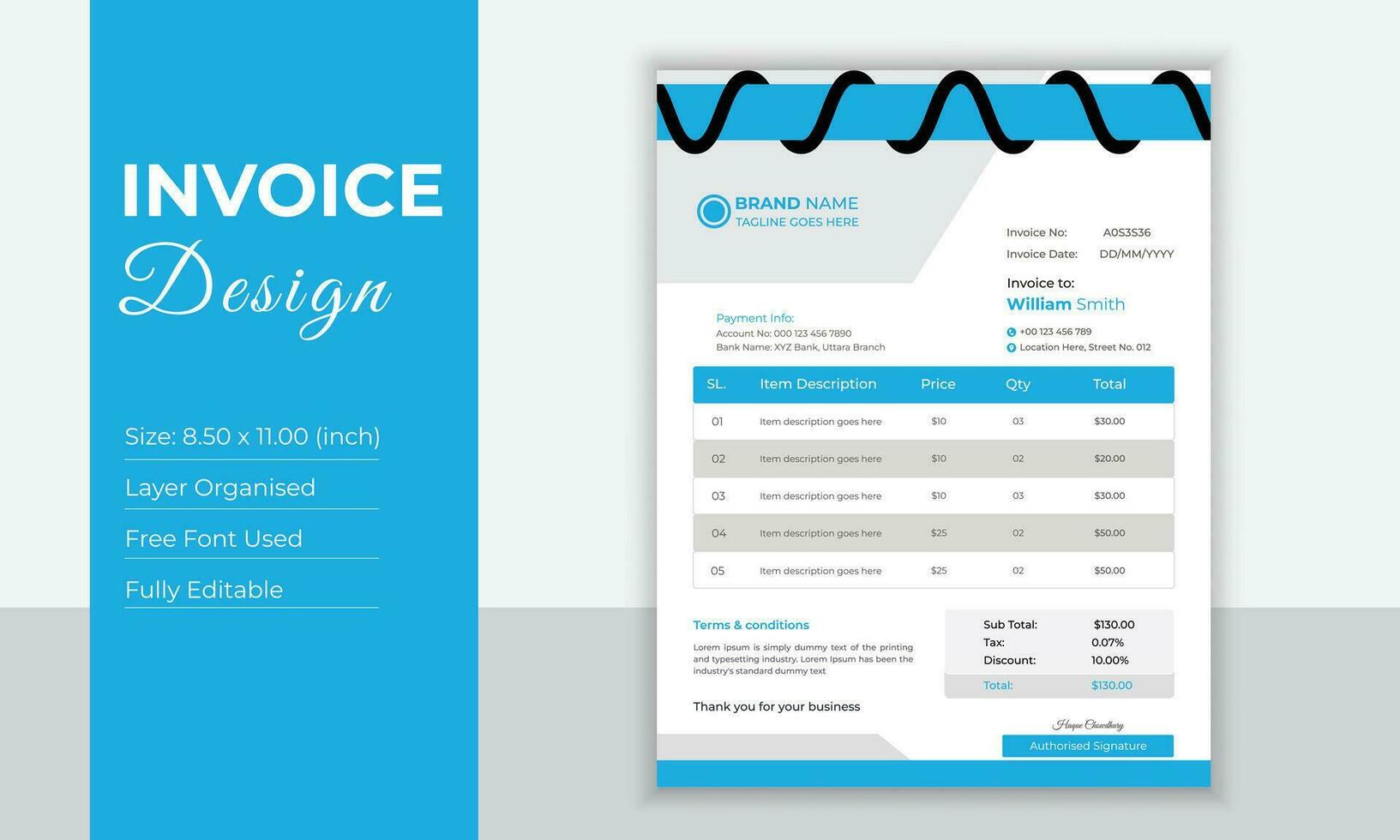 plantilla de diseño de factura vector