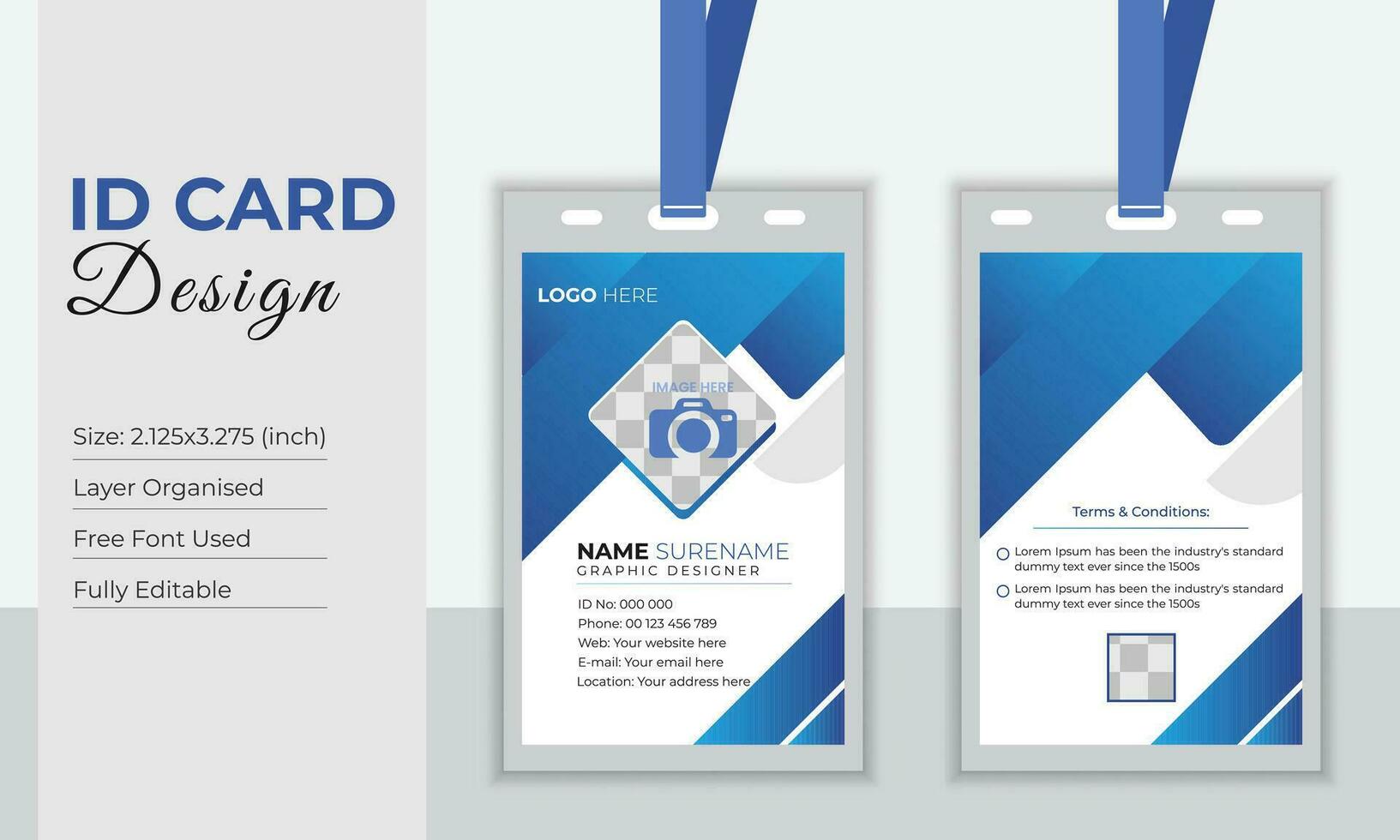 Corporate id card design free vector template