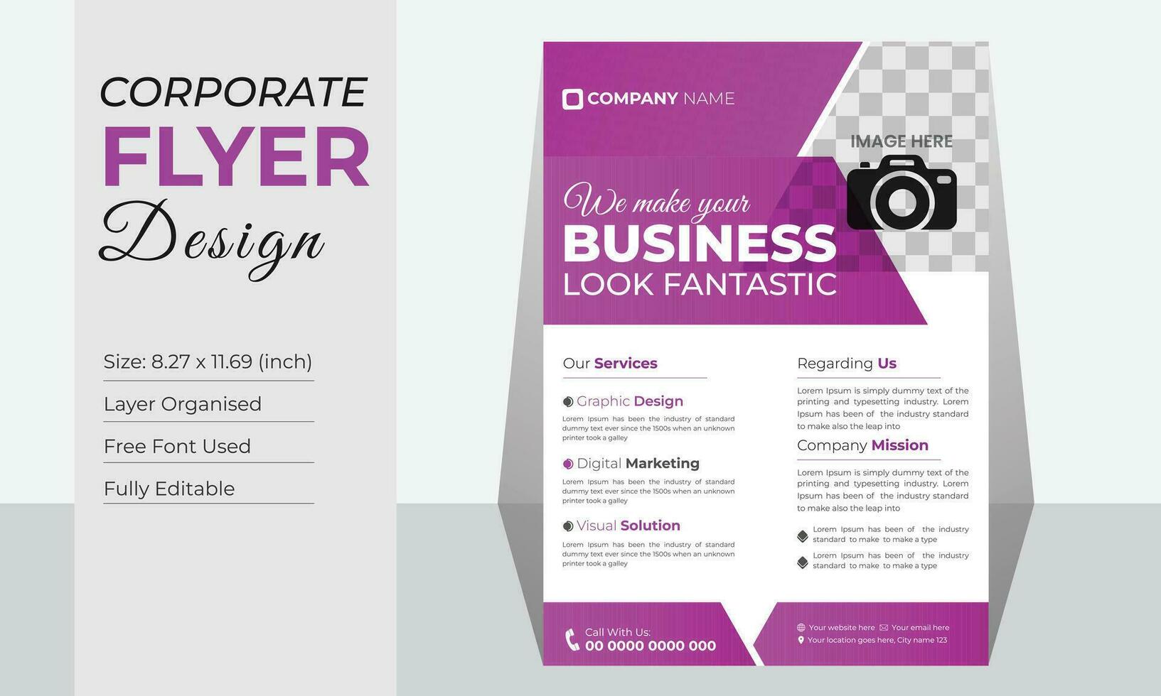 Minimal corporate business flyer design template free vector