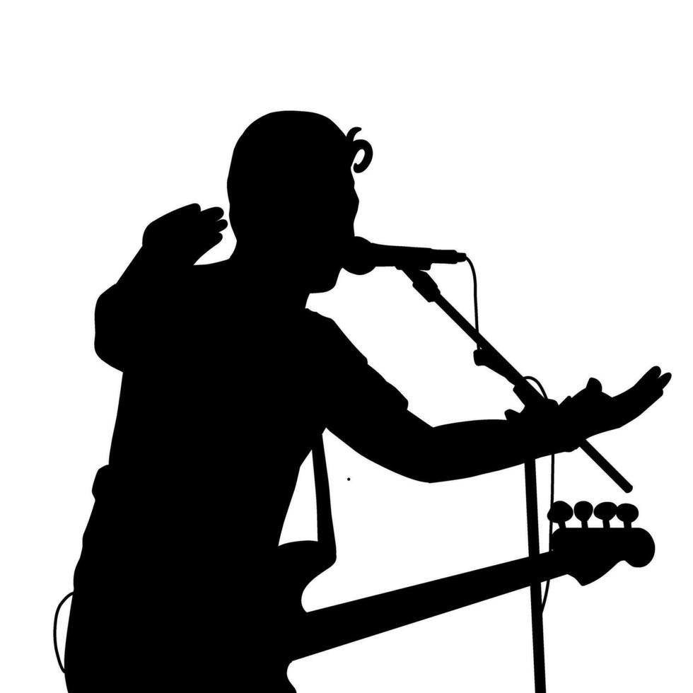 Black color illustration of a singer's silhouette vector