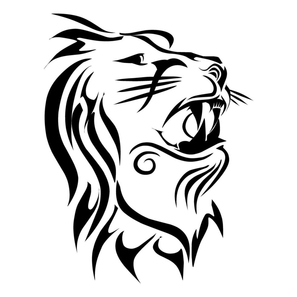 ilustración de un león cabeza tribal vector