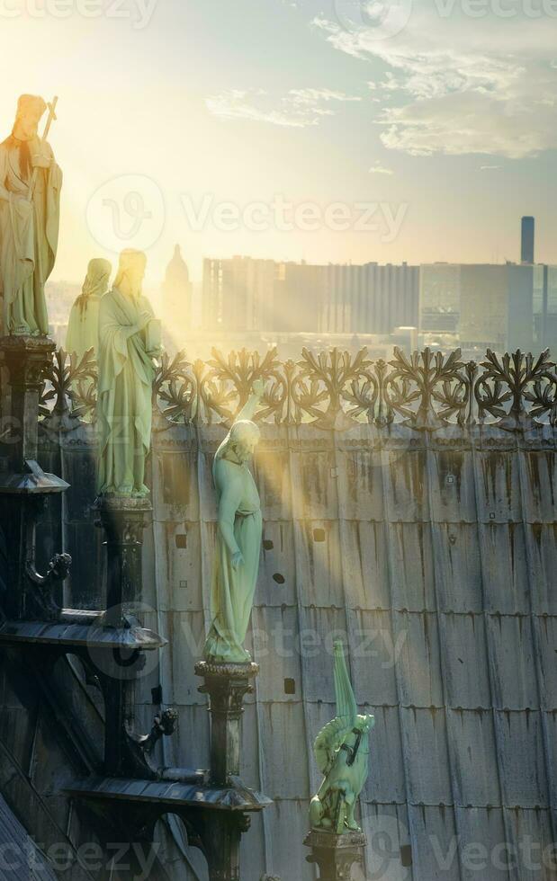 Statues of chimeras photo