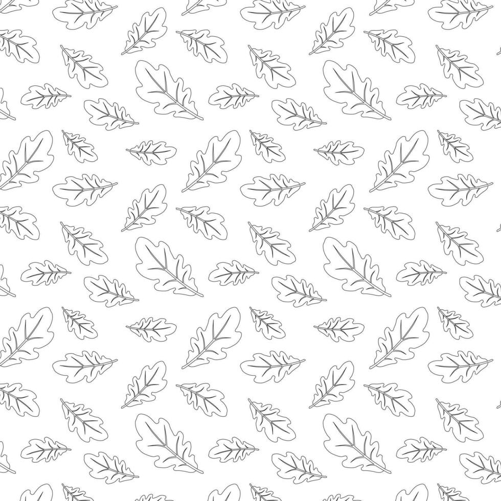 Seamless pattern oak leaves. Autumn vector object isolated on white. Cartoon fallen foliage, design element, sign or symbol. Vector illustration