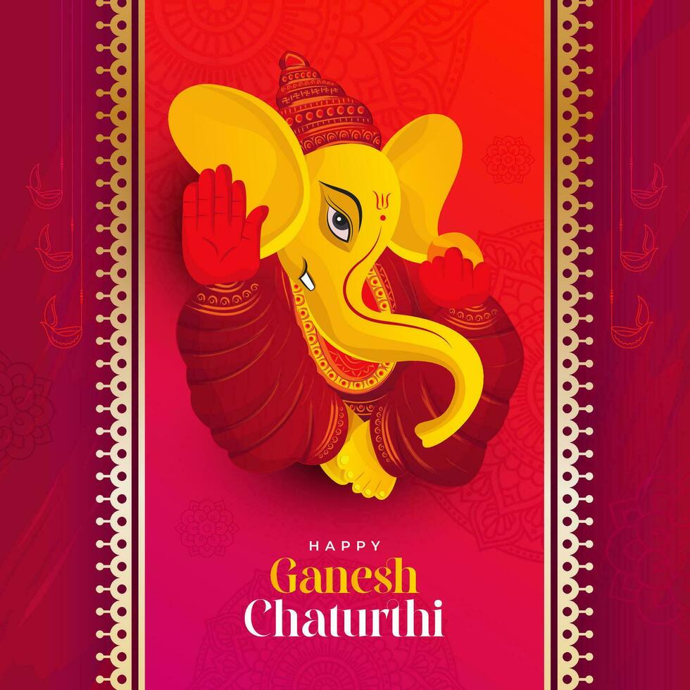 Happy Ganesh Chaturthi Festival Hindi Greeting Background Template Vector Illustration