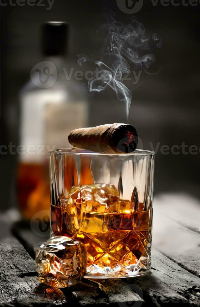 Cigar on a glass photo