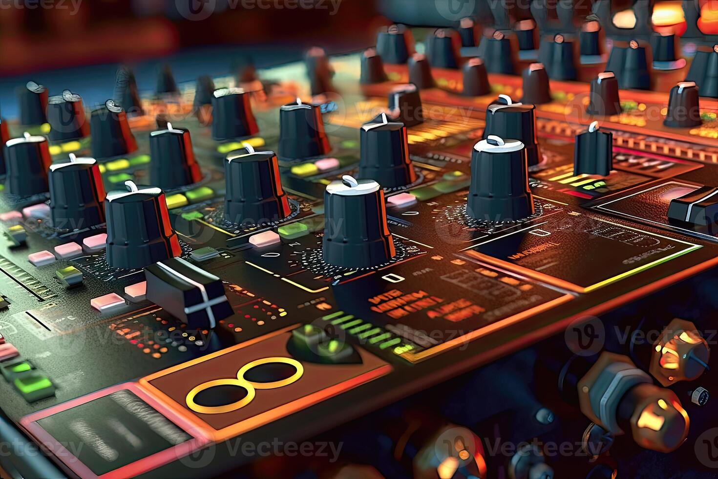 close up of dj mixer - generative AI photo