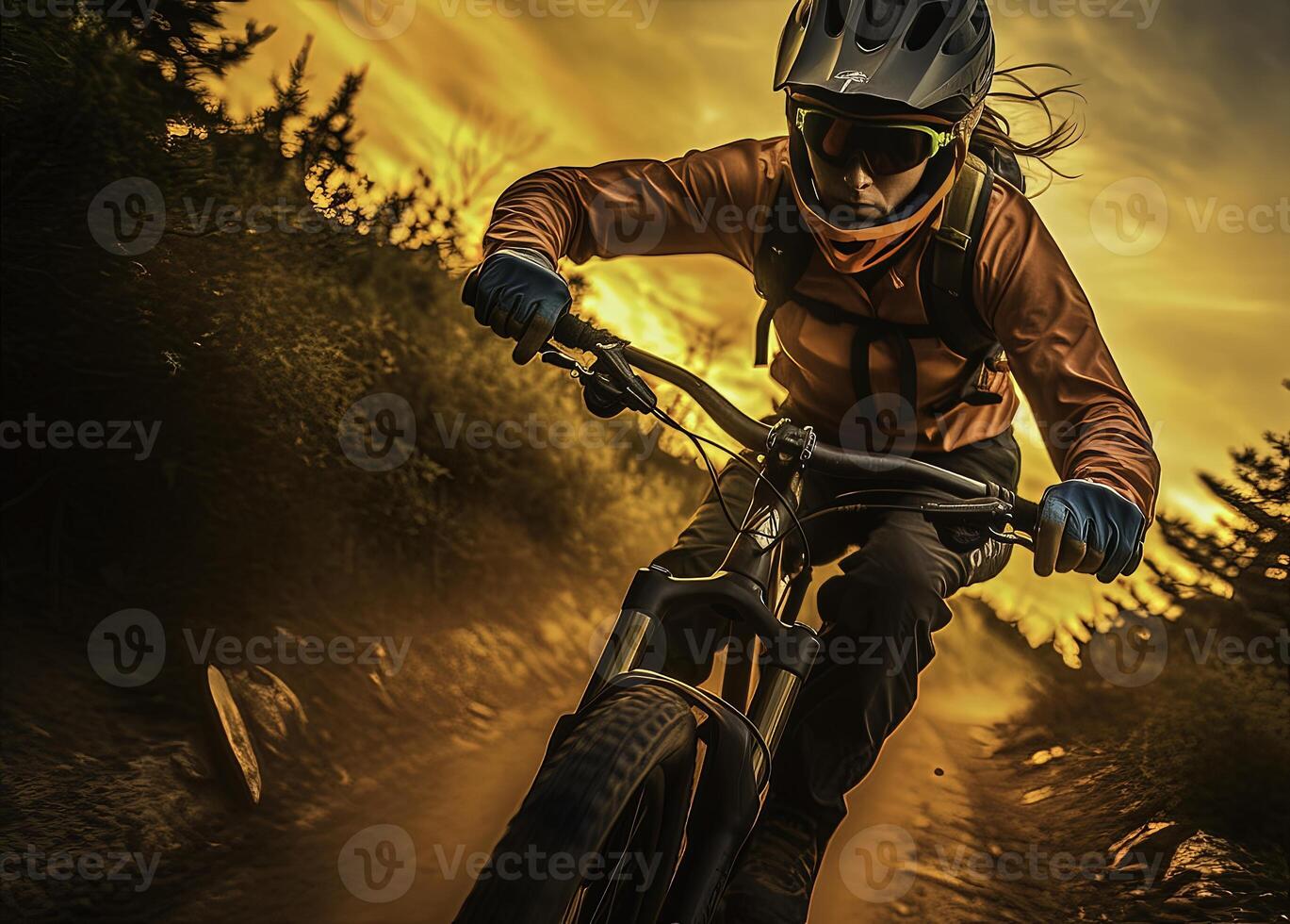mtb biker in action - photo