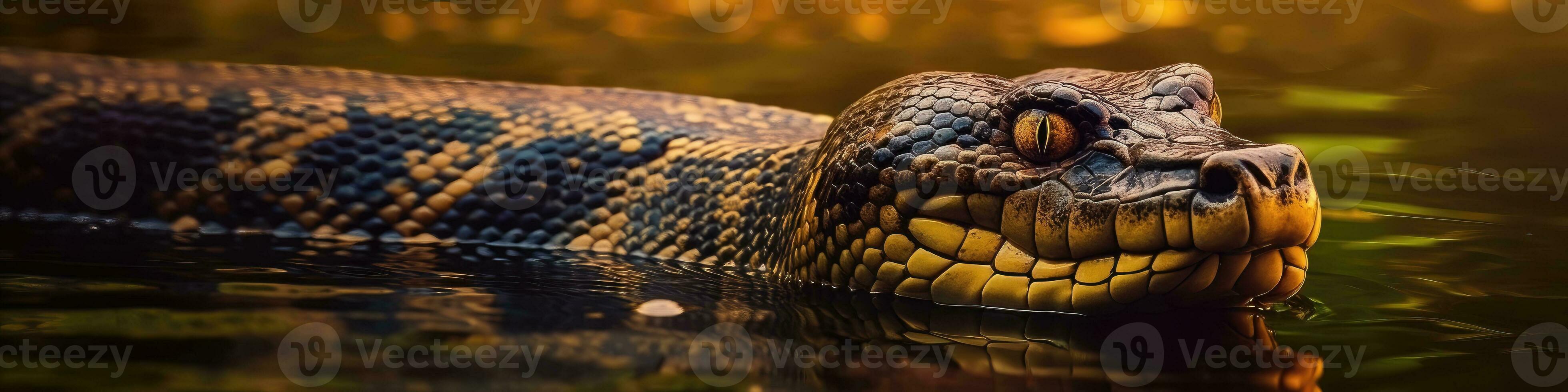 anaconda en el agua - generativo ai foto