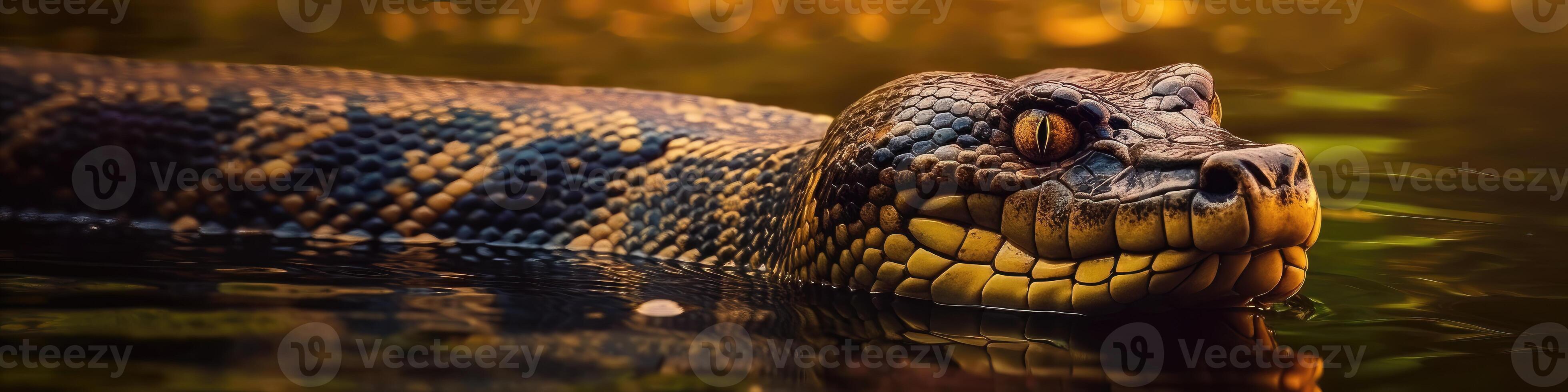 Anaconda in the water - photo
