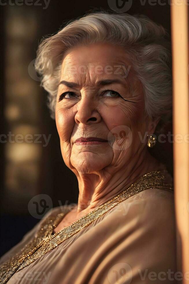 medio Envejecido más viejo dama mujer gente, generativo ai foto