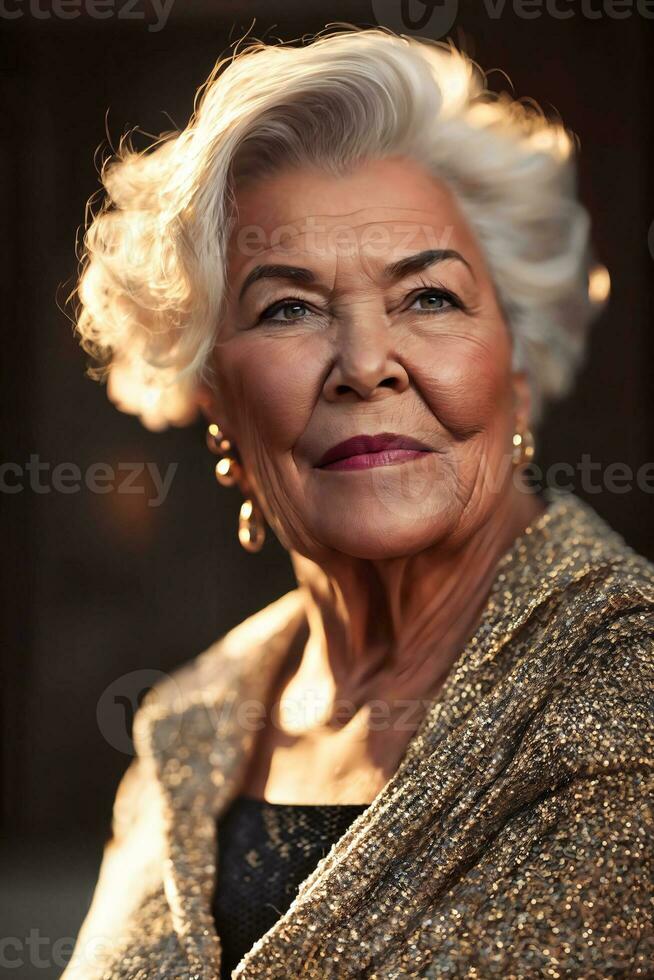 medio Envejecido más viejo dama mujer gente, generativo ai foto