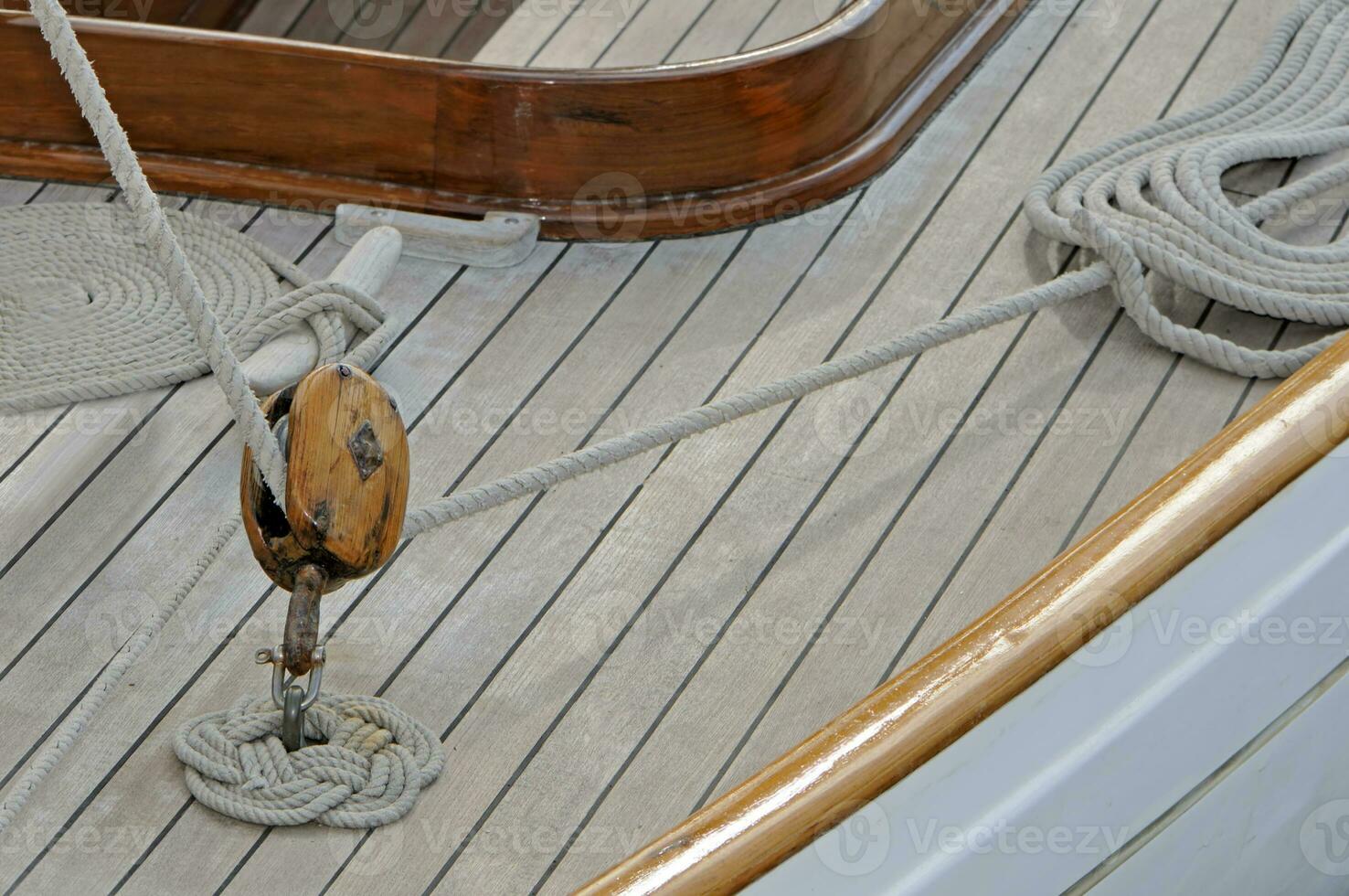 Close up of Wooden Boat Deck photo