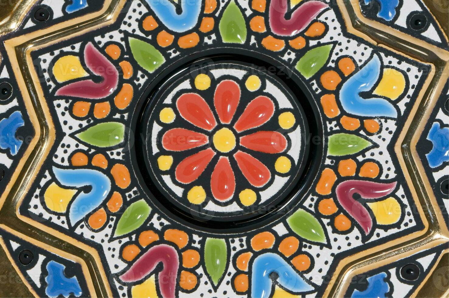 Close up of Colorful Painted Plate photo