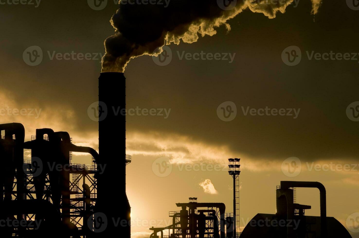Industrial Plant with Chimney Smoking photo