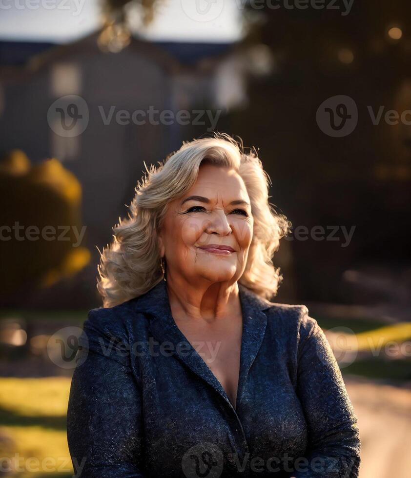 medio Envejecido más viejo dama mujer gente, generativo ai foto