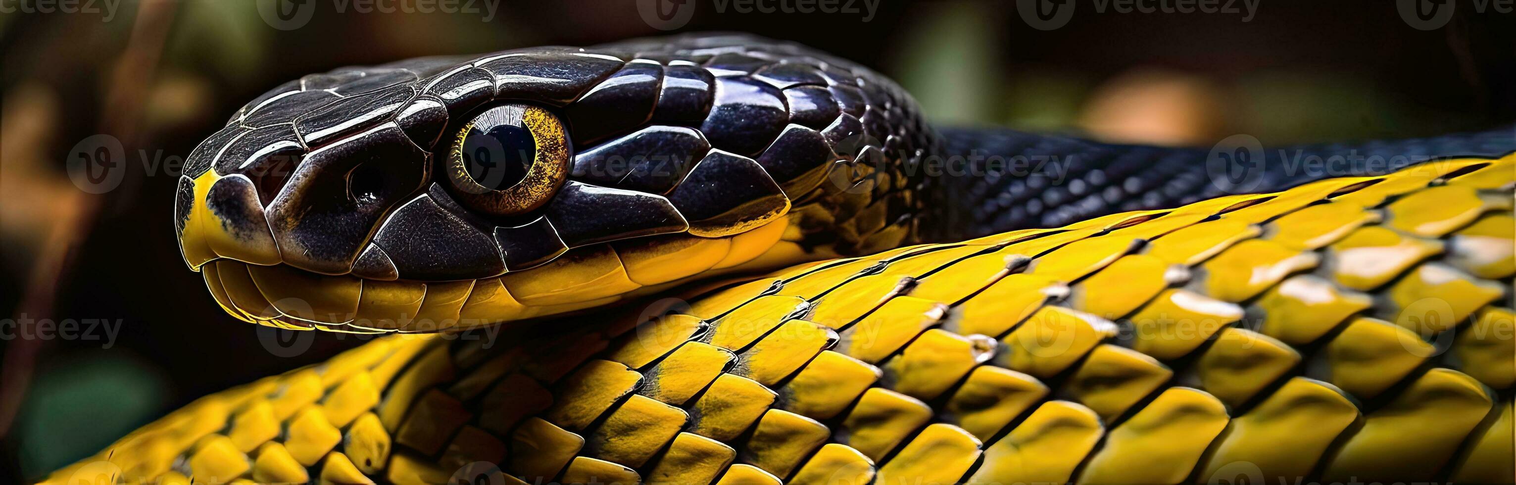 negro tipo de serpiente venenosa - generativo ai foto