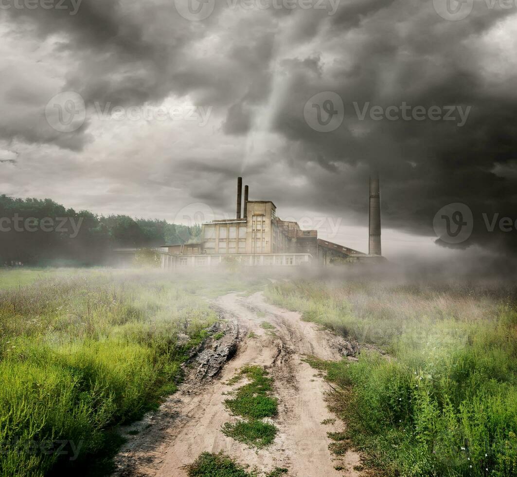 Thermal station and country road photo