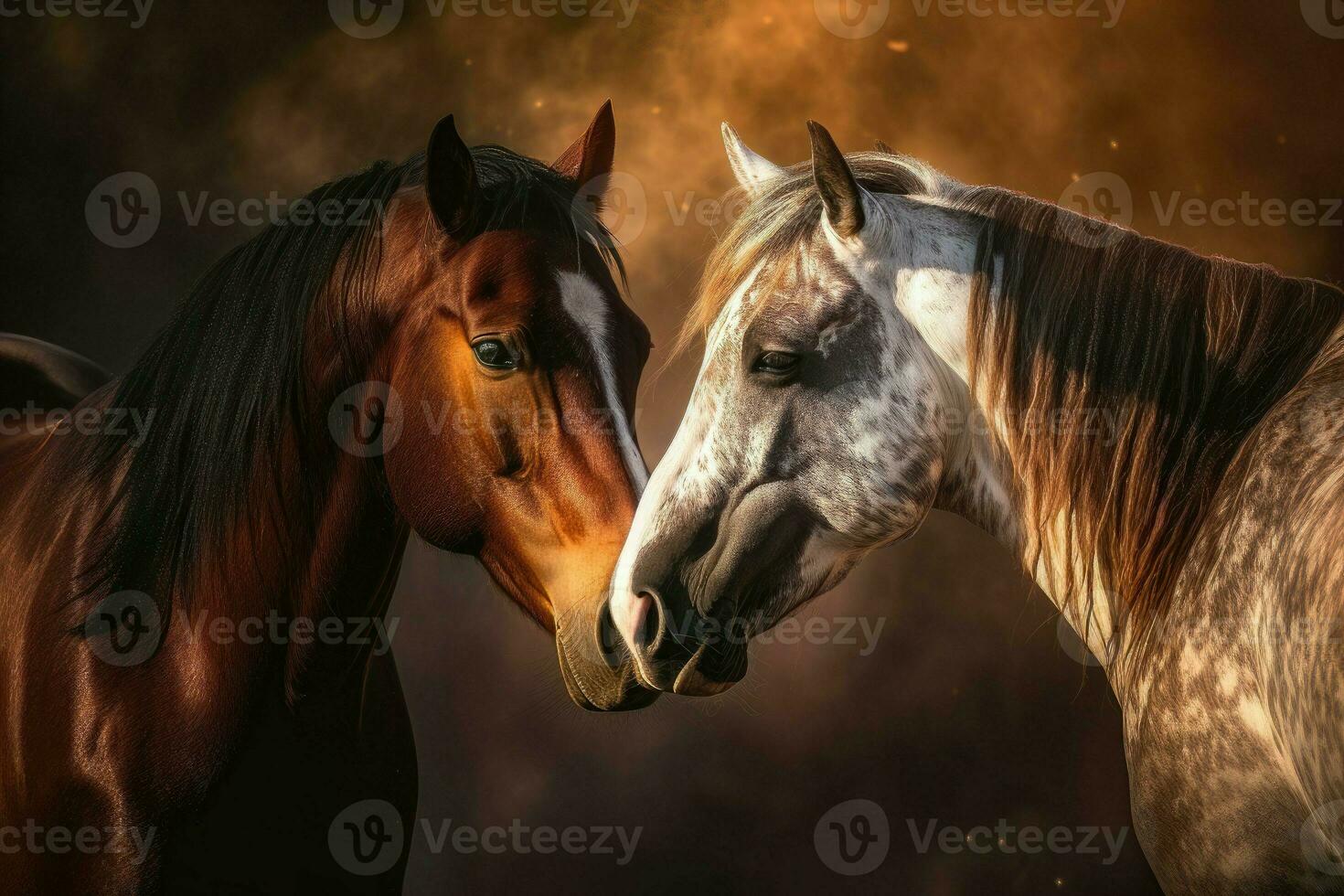 Two brown horses photo