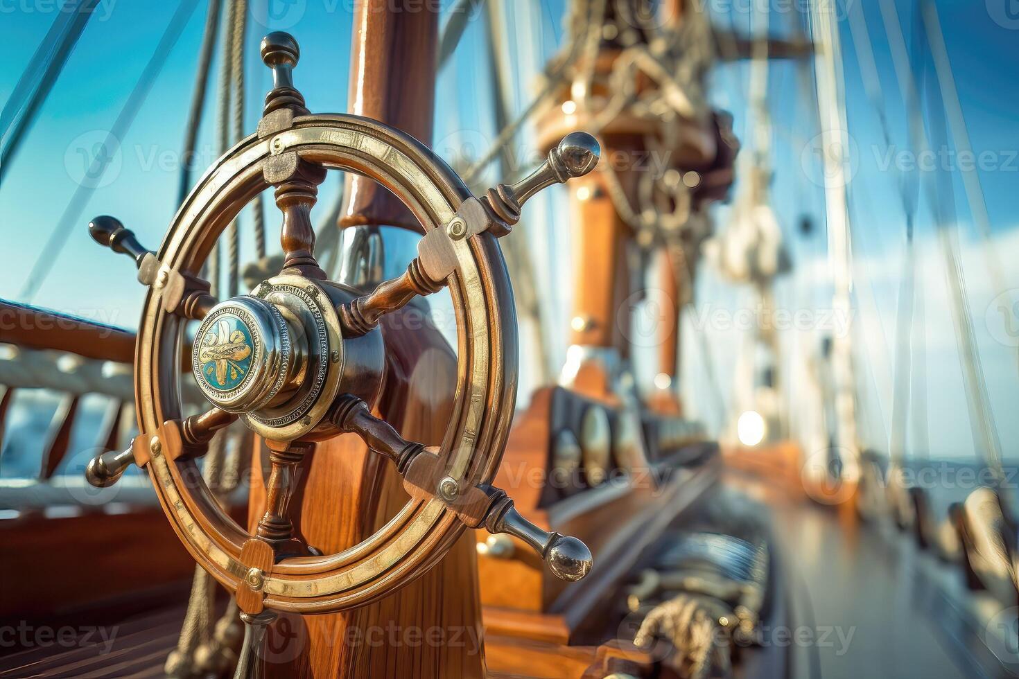 Rudder of a retro sailboat - photo