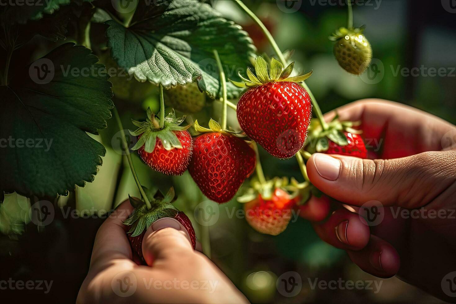 fresas en manos foto