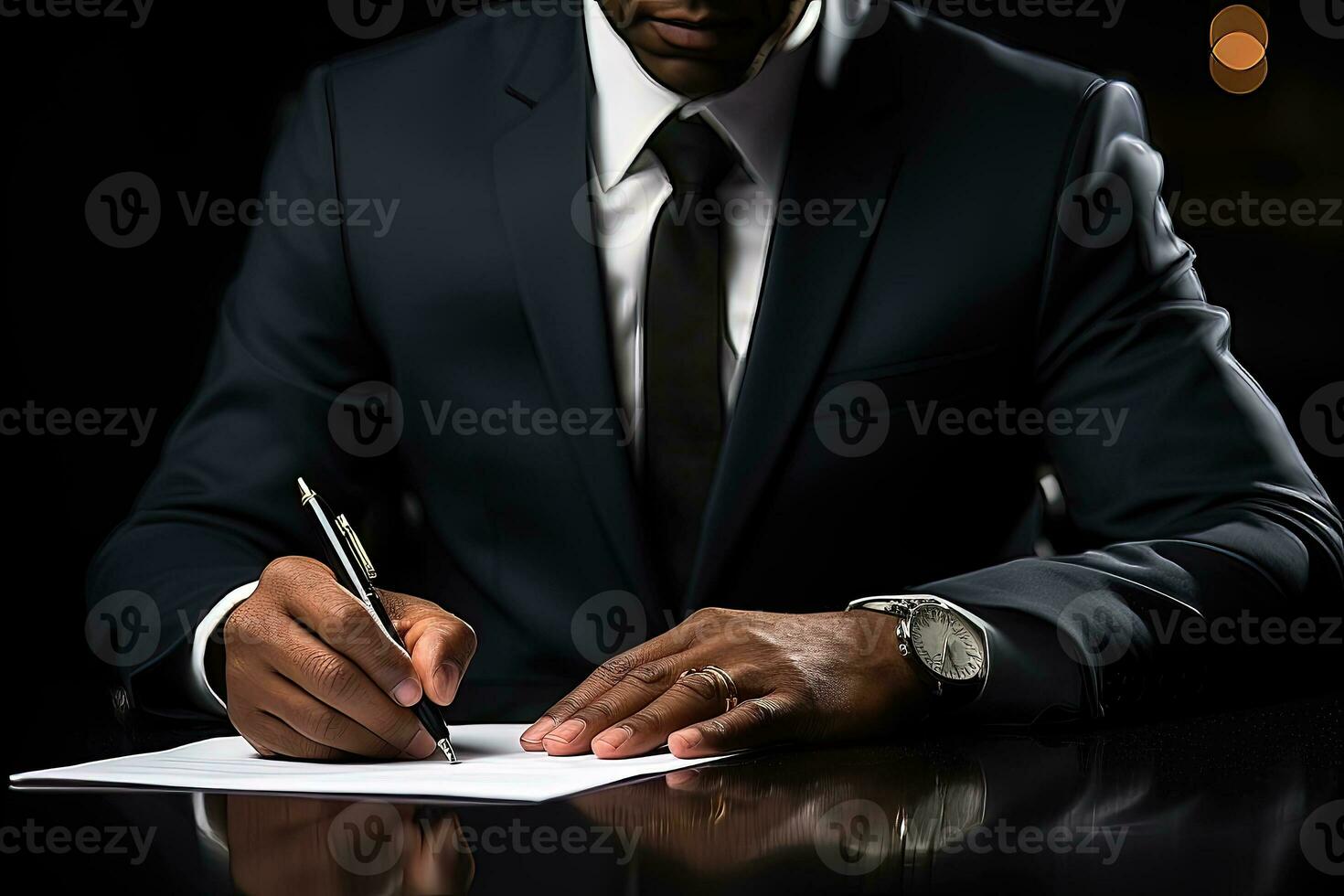 African american businessman signing contract photo