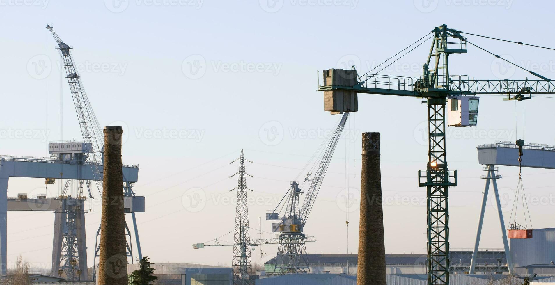 Industry - Cranes, Chimneys, Power Pylons photo